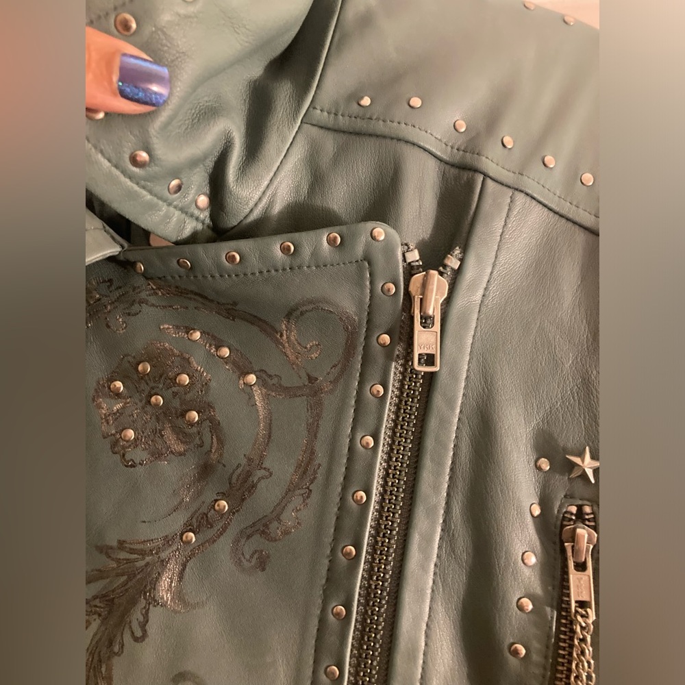 Free People x Branda Knight Chain Embellished Biker Jacket - Picture 5 of 16